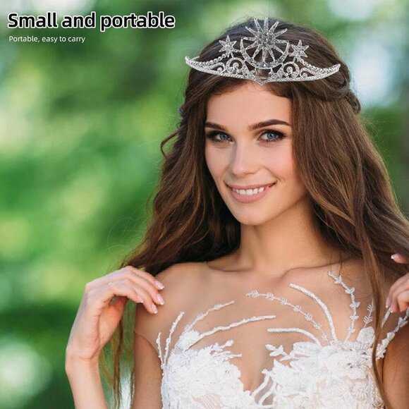 Star Moon Crystal Hair Band Bridal Headband Rhinestone Wedding Accessory main image 9